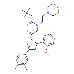 ChemSpider 2D Image | N-{2-[3-(3,4-Dimethylphenyl)-5-(2-methoxyphenyl)-4,5-dihydro-1H-pyrazol-1-yl]-2-oxoethyl}-3,3-dimethyl-N-[2-(4-morpholinyl)ethyl]butanamide | C32H44N4O4