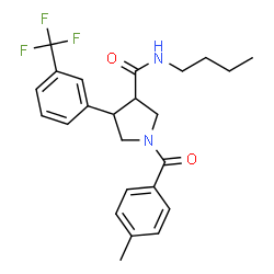 ChemSpider 2D Image | N-Butyl-1-(4-methylbenzoyl)-4-[3-(trifluoromethyl)phenyl]-3-pyrrolidinecarboxamide | C24H27F3N2O2