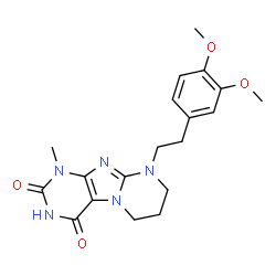 ChemSpider 2D Image | 9-[2-(3,4-Dimethoxyphenyl)ethyl]-1-methyl-6,7,8,9-tetrahydropyrimido[2,1-f]purine-2,4(1H,3H)-dione | C19H23N5O4