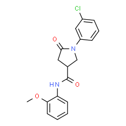 ChemSpider 2D Image | 1-(3-Chlorophenyl)-N-(2-methoxyphenyl)-5-oxo-3-pyrrolidinecarboxamide | C18H17ClN2O3