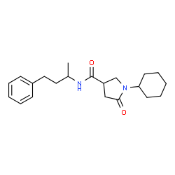 ChemSpider 2D Image | 1-Cyclohexyl-5-oxo-N-(4-phenyl-2-butanyl)-3-pyrrolidinecarboxamide | C21H30N2O2