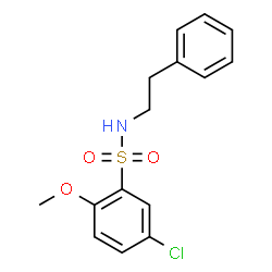 ChemSpider 2D Image | 5-Chloro-2-methoxy-N-(2-phenylethyl)benzenesulfonamide | C15H16ClNO3S