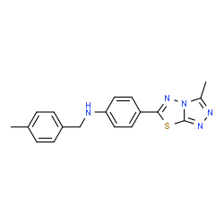 ChemSpider 2D Image | N-(4-Methylbenzyl)-4-(3-methyl[1,2,4]triazolo[3,4-b][1,3,4]thiadiazol-6-yl)aniline | C18H17N5S