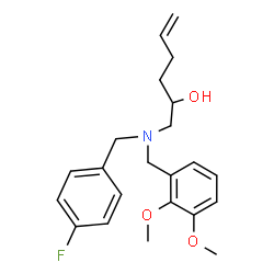 ChemSpider 2D Image | 1-[(2,3-Dimethoxybenzyl)(4-fluorobenzyl)amino]-5-hexen-2-ol | C22H28FNO3