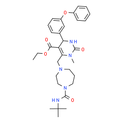 ChemSpider 2D Image | Ethyl 1-methyl-6-({4-[(2-methyl-2-propanyl)carbamoyl]-1,4-diazepan-1-yl}methyl)-2-oxo-4-(3-phenoxyphenyl)-1,2,3,4-tetrahydro-5-pyrimidinecarboxylate | C31H41N5O5