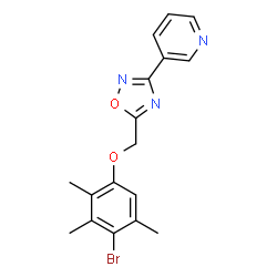 ChemSpider 2D Image | 3-{5-[(4-Bromo-2,3,5-trimethylphenoxy)methyl]-1,2,4-oxadiazol-3-yl}pyridine | C17H16BrN3O2