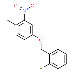 ChemSpider 2D Image | 4-[(2-Fluorobenzyl)oxy]-1-methyl-2-nitrobenzene | C14H12FNO3