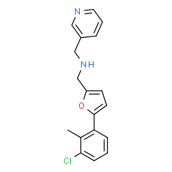 ChemSpider 2D Image | 1-[5-(3-Chloro-2-methylphenyl)-2-furyl]-N-(3-pyridinylmethyl)methanamine | C18H17ClN2O