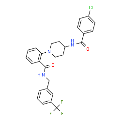 ChemSpider 2D Image | 2-{4-[(4-Chlorobenzoyl)amino]-1-piperidinyl}-N-[3-(trifluoromethyl)benzyl]benzamide | C27H25ClF3N3O2