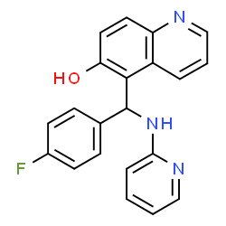ChemSpider 2D Image | 5-[(4-Fluorophenyl)(2-pyridinylamino)methyl]-6-quinolinol | C21H16FN3O