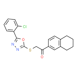 ChemSpider 2D Image | 2-{[5-(2-Chlorophenyl)-1,3,4-oxadiazol-2-yl]sulfanyl}-1-(5,6,7,8-tetrahydro-2-naphthalenyl)ethanone | C20H17ClN2O2S