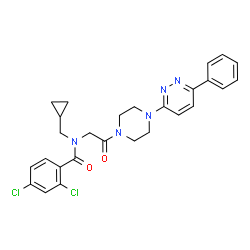 ChemSpider 2D Image | 2,4-Dichloro-N-(cyclopropylmethyl)-N-{2-oxo-2-[4-(6-phenyl-3-pyridazinyl)-1-piperazinyl]ethyl}benzamide | C27H27Cl2N5O2