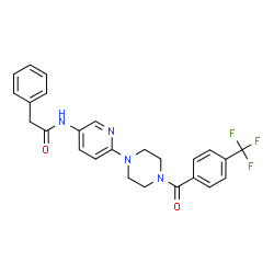 ChemSpider 2D Image | 2-Phenyl-N-(6-{4-[4-(trifluoromethyl)benzoyl]-1-piperazinyl}-3-pyridinyl)acetamide | C25H23F3N4O2