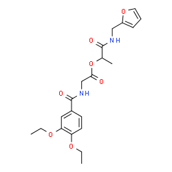 ChemSpider 2D Image | 1-[(2-Furylmethyl)amino]-1-oxo-2-propanyl N-(3,4-diethoxybenzoyl)glycinate | C21H26N2O7