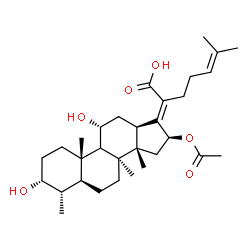 ChemSpider 2D Image | (3alpha,4alpha,5alpha,8alpha,9xi,11alpha,13alpha,14beta,16beta,17E)-16-Acetoxy-3,11-dihydroxy-4,8,14-trimethyl-18-norcholesta-17,24-dien-21-oic acid | C31H48O6
