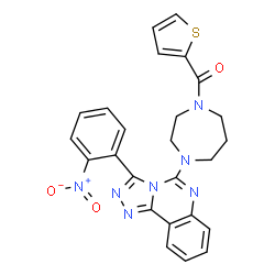ChemSpider 2D Image | {4-[3-(2-Nitrophenyl)[1,2,4]triazolo[4,3-c]quinazolin-5-yl]-1,4-diazepan-1-yl}(2-thienyl)methanone | C25H21N7O3S