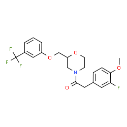 ChemSpider 2D Image | 2-(3-Fluoro-4-methoxyphenyl)-1-(2-{[3-(trifluoromethyl)phenoxy]methyl}-4-morpholinyl)ethanone | C21H21F4NO4