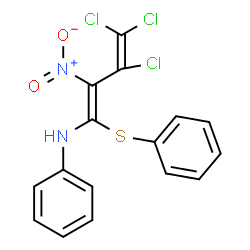 ChemSpider 2D Image | N-[(1E)-3,4,4-Trichloro-2-nitro-1-(phenylsulfanyl)-1,3-butadien-1-yl]aniline | C16H11Cl3N2O2S