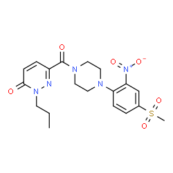ChemSpider 2D Image | 6-({4-[4-(Methylsulfonyl)-2-nitrophenyl]-1-piperazinyl}carbonyl)-2-propyl-3(2H)-pyridazinone | C19H23N5O6S