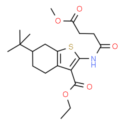 ChemSpider 2D Image | Ethyl 2-[(4-methoxy-4-oxobutanoyl)amino]-6-(2-methyl-2-propanyl)-4,5,6,7-tetrahydro-1-benzothiophene-3-carboxylate | C20H29NO5S
