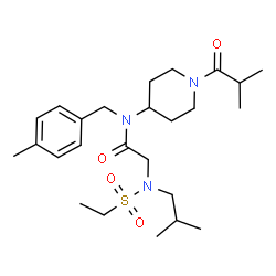 ChemSpider 2D Image | N~2~-(Ethylsulfonyl)-N~2~-isobutyl-N-(1-isobutyryl-4-piperidinyl)-N-(4-methylbenzyl)glycinamide | C25H41N3O4S