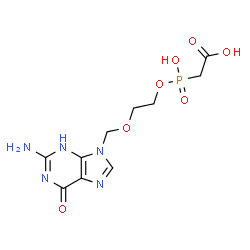 ChemSpider 2D Image | [{2-[(2-Amino-6-oxo-3,6-dihydro-9H-purin-9-yl)methoxy]ethoxy}(hydroxy)phosphoryl]acetic acid | C10H14N5O7P