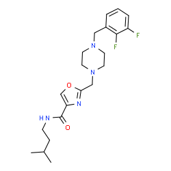 ChemSpider 2D Image | 2-{[4-(2,3-Difluorobenzyl)-1-piperazinyl]methyl}-N-(3-methylbutyl)-1,3-oxazole-4-carboxamide | C21H28F2N4O2
