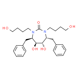 ChemSpider 2D Image | (4R,5S,6S,7R)-4,7-Dibenzyl-5,6-dihydroxy-1,3-bis(4-hydroxybutyl)-1,3-diazepan-2-one | C27H38N2O5