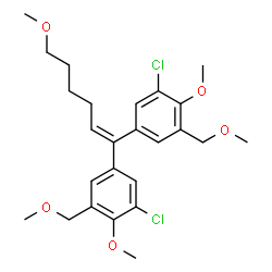 ChemSpider 2D Image | 1,1'-(6-Methoxy-1-hexene-1,1-diyl)bis[3-chloro-4-methoxy-5-(methoxymethyl)benzene] | C25H32Cl2O5