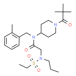 ChemSpider 2D Image | N-[1-(2,2-Dimethylpropanoyl)-4-piperidinyl]-N~2~-(ethylsulfonyl)-N-(2-methylbenzyl)-N~2~-propylglycinamide | C25H41N3O4S