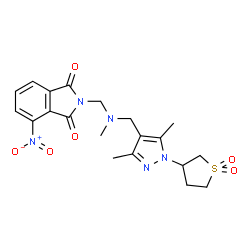 ChemSpider 2D Image | 2-{[{[1-(1,1-Dioxidotetrahydro-3-thiophenyl)-3,5-dimethyl-1H-pyrazol-4-yl]methyl}(methyl)amino]methyl}-4-nitro-1H-isoindole-1,3(2H)-dione | C20H23N5O6S