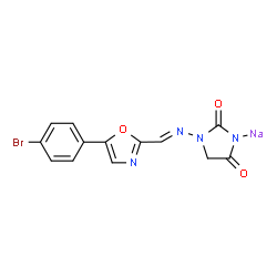 ChemSpider 2D Image | Sodium 3-[(E)-{[5-(4-bromophenyl)-1,3-oxazol-2-yl]methylene}amino]-2,5-dioxoimidazolidin-1-ide | C13H8BrN4NaO3