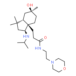 ChemSpider 2D Image | 3-[(3S,3aR,6S,7aS)-6-Hydroxy-3-(isopropylamino)-1,1,6-trimethyloctahydro-3aH-inden-3a-yl]-N-[2-(4-morpholinyl)ethyl]propanamide | C24H45N3O3