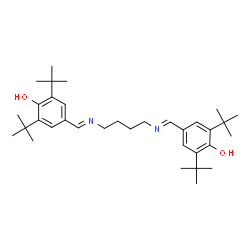 ChemSpider 2D Image | 4,4'-{1,4-Butanediylbis[nitrilo(E)methylylidene]}bis[2,6-bis(2-methyl-2-propanyl)phenol] | C34H52N2O2