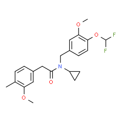 ChemSpider 2D Image | N-Cyclopropyl-N-[4-(difluoromethoxy)-3-methoxybenzyl]-2-(3-methoxy-4-methylphenyl)acetamide | C22H25F2NO4
