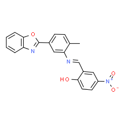 ChemSpider 2D Image | 2-[(E)-{[5-(1,3-Benzoxazol-2-yl)-2-methylphenyl]imino}methyl]-4-nitrophenol | C21H15N3O4