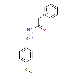 ChemSpider 2D Image | 1-(2-{(2E)-2-[4-(Methylsulfanyl)benzylidene]hydrazino}-2-oxoethyl)pyridinium | C15H16N3OS