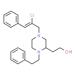 ChemSpider 2D Image | 2-{4-[(2Z)-2-Chloro-3-phenyl-2-propen-1-yl]-1-(2-phenylethyl)-2-piperazinyl}ethanol | C23H29ClN2O