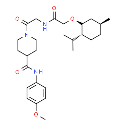 ChemSpider 2D Image | 1-[N-({[(1R,2R,5S)-2-Isopropyl-5-methylcyclohexyl]oxy}acetyl)glycyl]-N-(4-methoxyphenyl)-4-piperidinecarboxamide | C27H41N3O5
