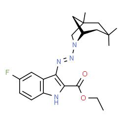 ChemSpider 2D Image | Ethyl 5-fluoro-3-{(E)-[(5S)-1,3,3-trimethyl-6-azabicyclo[3.2.1]oct-6-yl]diazenyl}-1H-indole-2-carboxylate | C21H27FN4O2