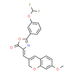 ChemSpider 2D Image | (4Z)-2-[3-(Difluoromethoxy)phenyl]-4-[(7-methoxy-2H-chromen-3-yl)methylene]-1,3-oxazol-5(4H)-one | C21H15F2NO5
