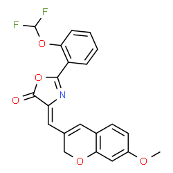 ChemSpider 2D Image | (4Z)-2-[2-(Difluoromethoxy)phenyl]-4-[(7-methoxy-2H-chromen-3-yl)methylene]-1,3-oxazol-5(4H)-one | C21H15F2NO5