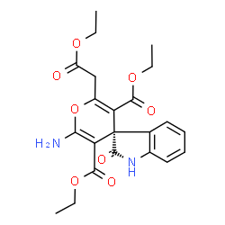 ChemSpider 2D Image | Diethyl (3S)-2'-amino-6'-(2-ethoxy-2-oxoethyl)-2-oxo-1,2-dihydrospiro[indole-3,4'-pyran]-3',5'-dicarboxylate | C22H24N2O8