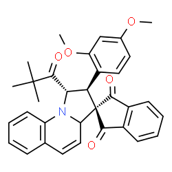 ChemSpider 2D Image | (1'S,2'S)-2'-(2,4-Dimethoxyphenyl)-1'-(2,2-dimethylpropanoyl)-1',2'-dihydro-3a'H-spiro[indene-2,3'-pyrrolo[1,2-a]quinoline]-1,3-dione | C33H31NO5