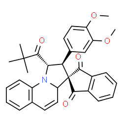 ChemSpider 2D Image | (1'S,2'S)-2'-(3,4-Dimethoxyphenyl)-1'-(2,2-dimethylpropanoyl)-1',2'-dihydro-3a'H-spiro[indene-2,3'-pyrrolo[1,2-a]quinoline]-1,3-dione | C33H31NO5
