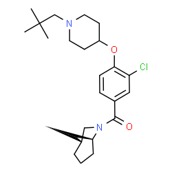 ChemSpider 2D Image | (1R,5S)-6-Azabicyclo[3.2.1]oct-6-yl(3-chloro-4-{[1-(2,2-dimethylpropyl)-4-piperidinyl]oxy}phenyl)methanone | C24H35ClN2O2