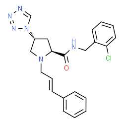 ChemSpider 2D Image | (4R)-N-(2-Chlorobenzyl)-1-[(2E)-3-phenyl-2-propen-1-yl]-4-(1H-tetrazol-1-yl)-L-prolinamide | C22H23ClN6O