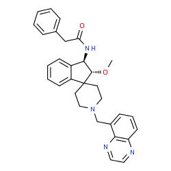 ChemSpider 2D Image | N-[(2R,3R)-2-Methoxy-1'-(5-quinoxalinylmethyl)-2,3-dihydrospiro[indene-1,4'-piperidin]-3-yl]-2-phenylacetamide | C31H32N4O2