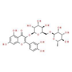 ChemSpider 2D Image | 2-(3,4-Dihydroxyphenyl)-5,7-dihydroxy-4-oxo-4H-chromen-3-yl 6-O-(6-deoxy-alpha-L-mannopyranosyl)-beta-D-gulopyranoside | C27H30O16