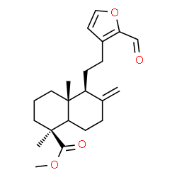 ChemSpider 2D Image | Methyl (1S,4aR,5S)-5-[2-(2-formyl-3-furyl)ethyl]-1,4a-dimethyl-6-methylenedecahydro-1-naphthalenecarboxylate | C22H30O4